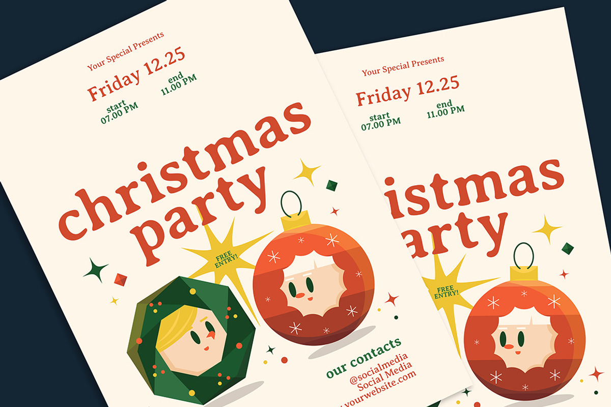 Fun Christmas Party Flyer, a Flyer Template by Gumico Studio. (Photo 2 of 3)