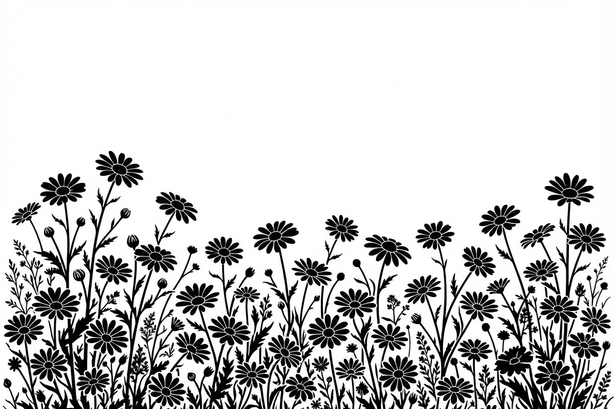 60 Daisy Flower Field Silhouette, a Seasonal Illustration by Amazin_art (Photo 21 of 22)