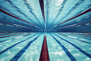 Underwater view of an Olympic swimmi, a Photo by Iftikhar Alam