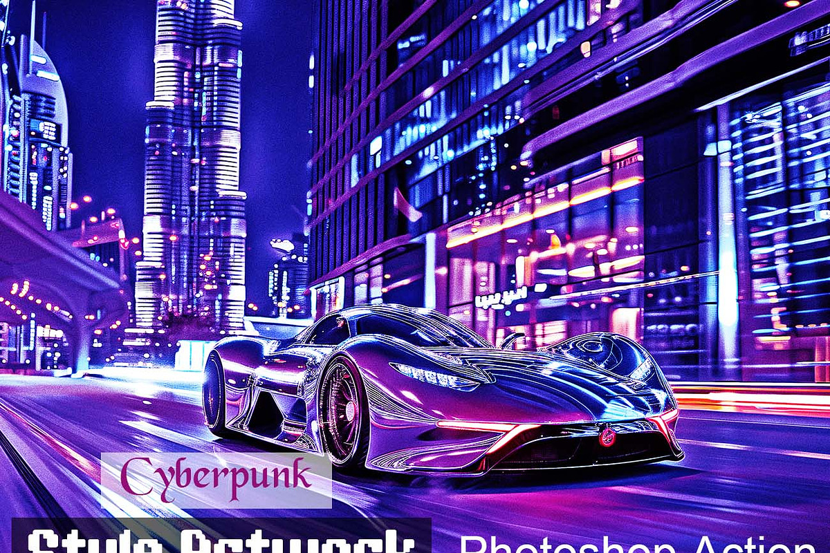 Cyberpunk Style Artwork Ps Action, an Action Add-On by Studio Retouch (Photo 1 of 14)