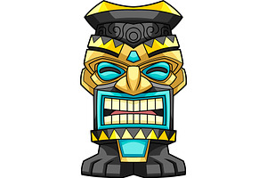 Golden Tiki Mask, an Illustration by HitToon