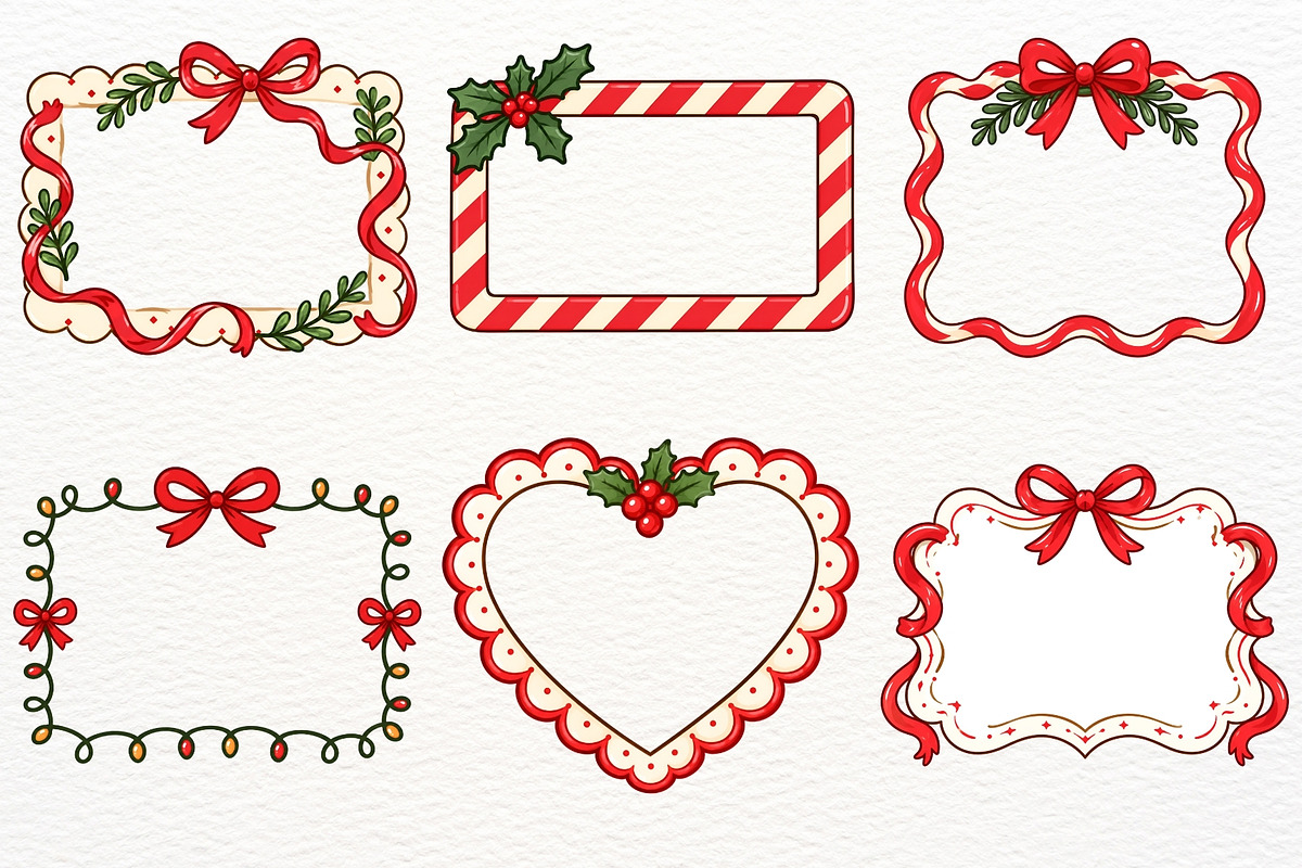 Christmas Frames Clipart Retro Bows, a Decorative Illustration by SugarCloudStudioArt (Photo 4 of 5)