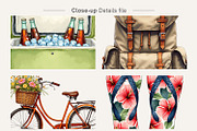 70s Retro Summer Watercolor Clipart, an Illustration by Artnoy (Thumbnail 4 of 8)