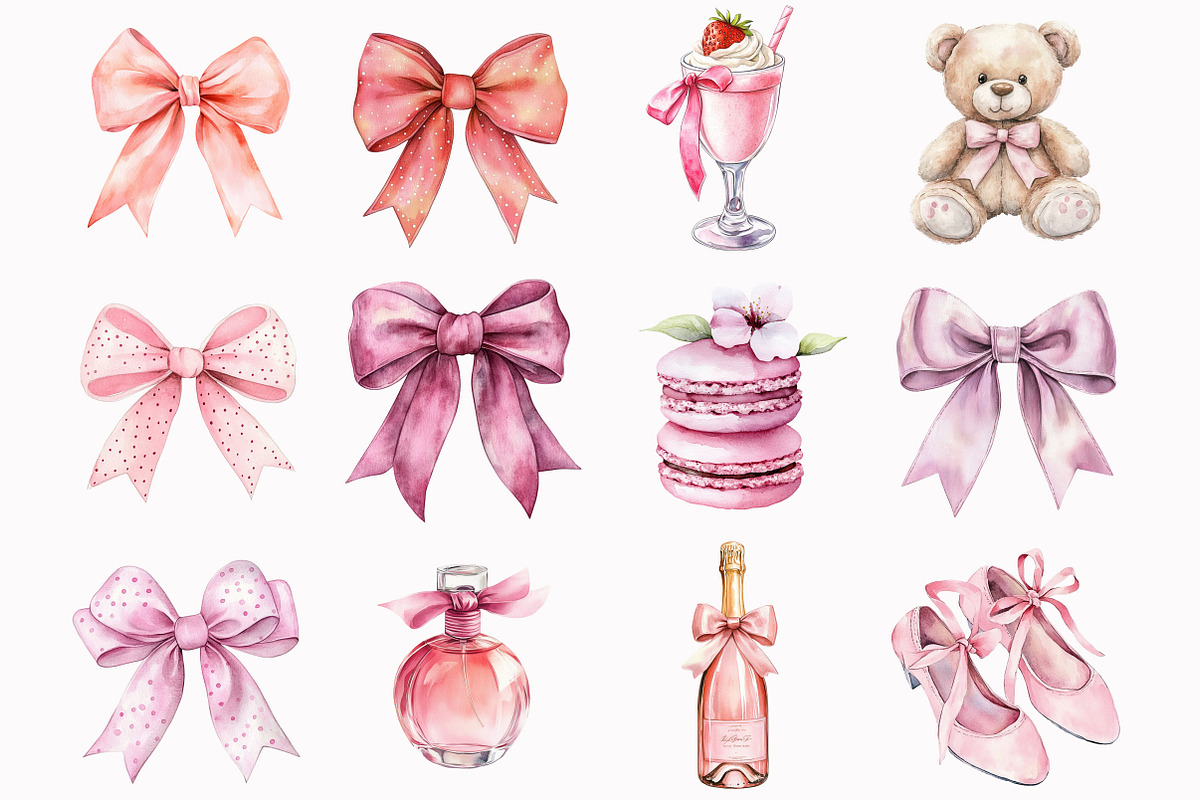 Pink Bows Coquette Clipart, an Illustration by Design Market (Photo 2 of 4)