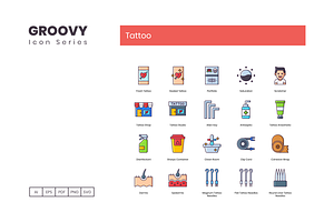 80 Tattoo Icons Groovy Series