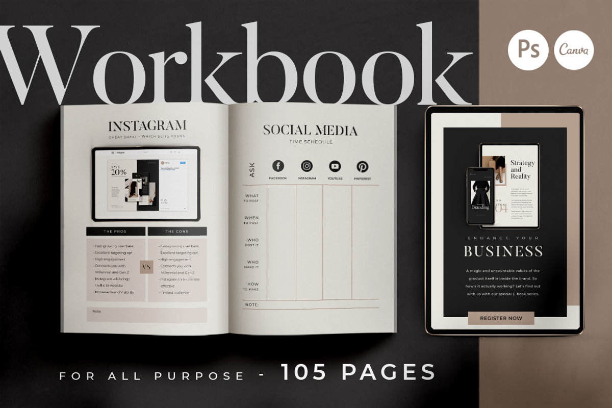 Workbook Creator For Coach CANVA PS, a Magazine Template by Eviory (Photo 1 of 31)