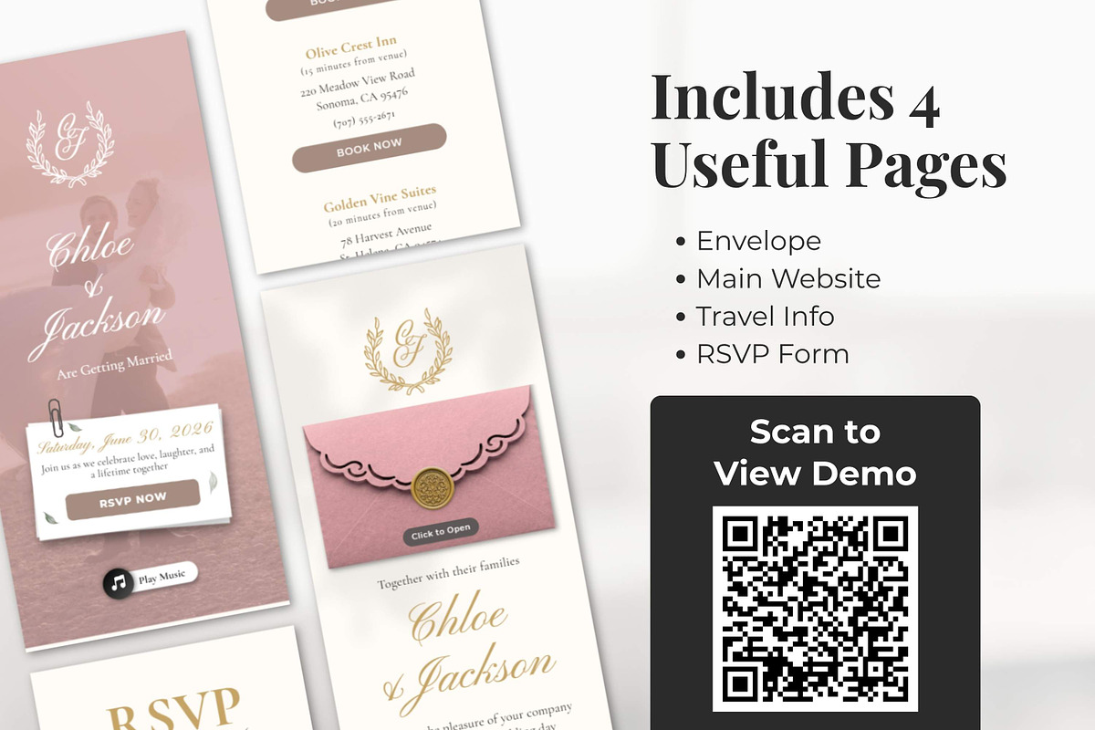 Romantic Blush Pink Wedding Website, a Landing Page Template by Everyday Perfection (Photo 4 of 13)