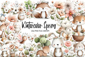 Watercolor Spring Clipart, an Illustration by Designworld