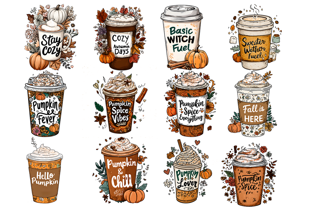 Pumpkin Spice Latte Clipart, a Decorative Illustration by stickermadness (Photo 4 of 4)