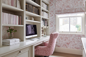 Cozy home office space presenting a functional workspace with a, a Photo by Studio ANNA