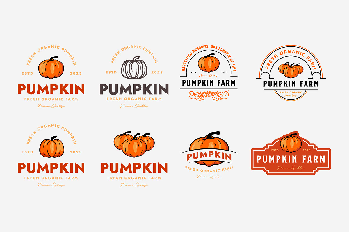 bundle pumpkin farm logo design, set, a Branding & Logo Template by Pyruos ID