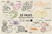 Fruits Line Art + Procreate, a Food Illustration by Skliarova (Thumbnail 1 of 4)