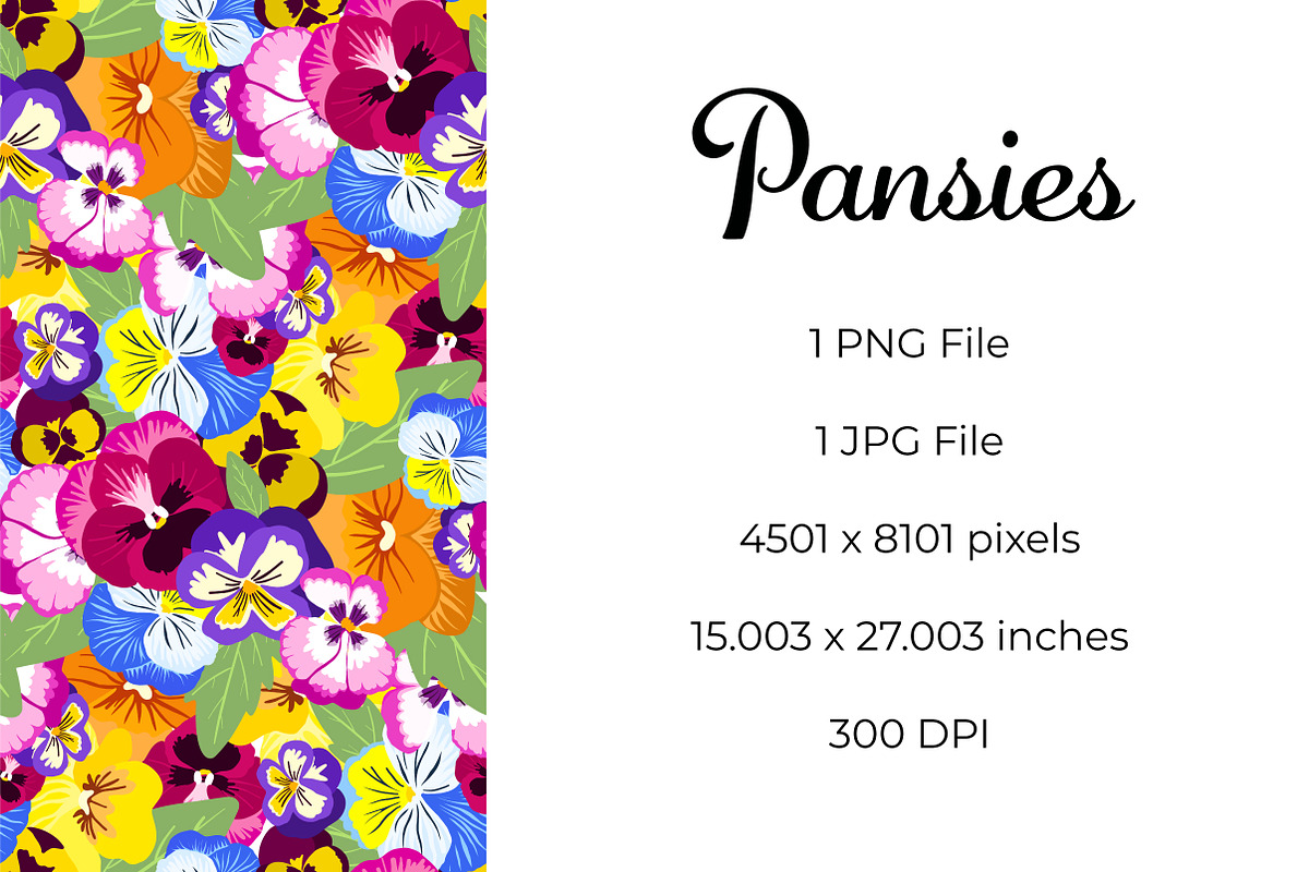 Pansies Seamless Pattern, a Pattern Graphic by Painted Puffin Creative (Photo 2 of 3)
