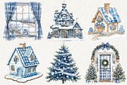 Plaid Blue Christmas Clipart, an Illustration by NadiaTheronArt (Thumbnail 3 of 5)