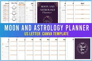 Moon And Astrology Planner Canva, a Stationery Template by Designmela01