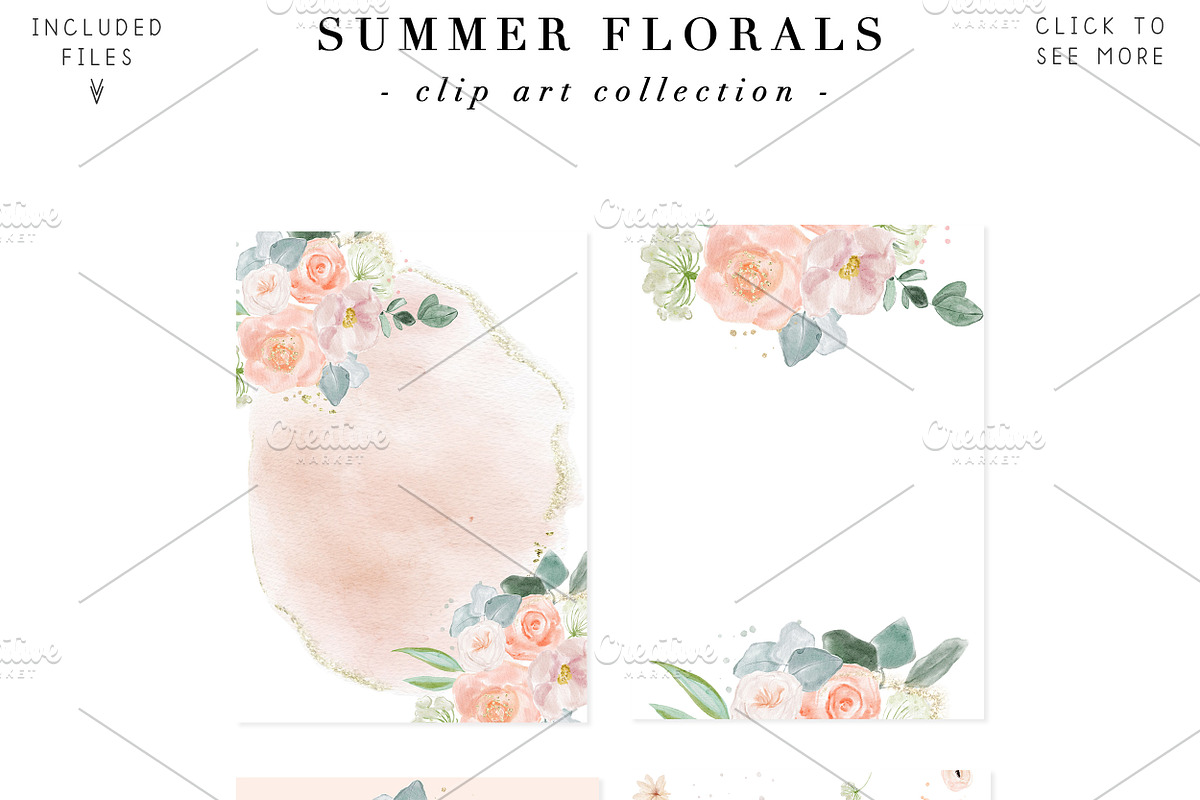 Summer Floral Peony Roses Clipart, a Background Graphic by Essem Creatives (Photo 3 of 5)