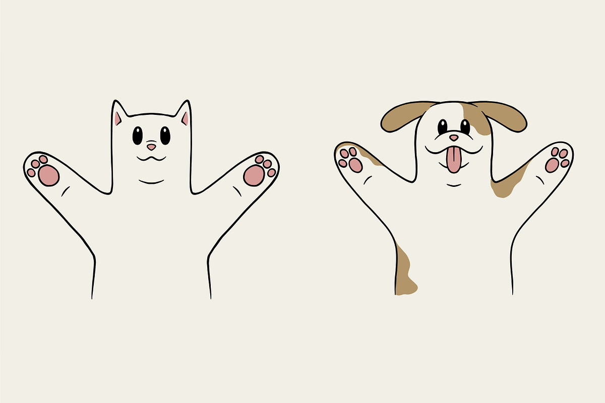 cute dog and cat paws up, an Animal Illustration by Judsart (Photo 1 of 3)