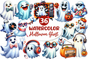 Funny Retro Halloween Ghost Clipart, an Illustration by Dream Creation (Thumbnail 1 of 7)