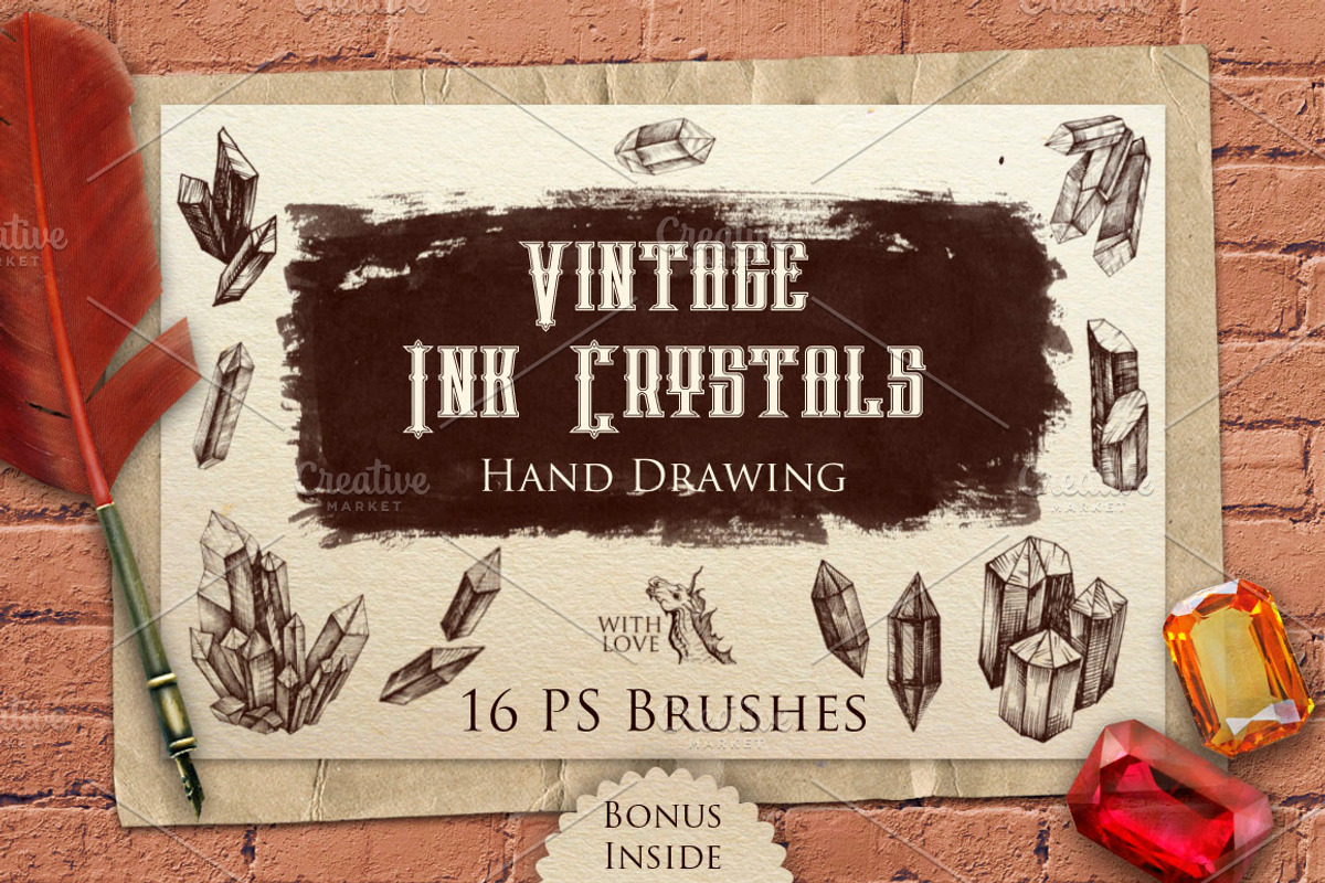 Vintage Ink Crystals PS Brushes