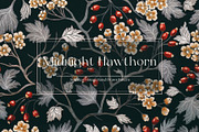 Midnight Hawthorn Vintage Pattern, a Pattern Graphic by MouseGrey (Thumbnail 1 of 8)