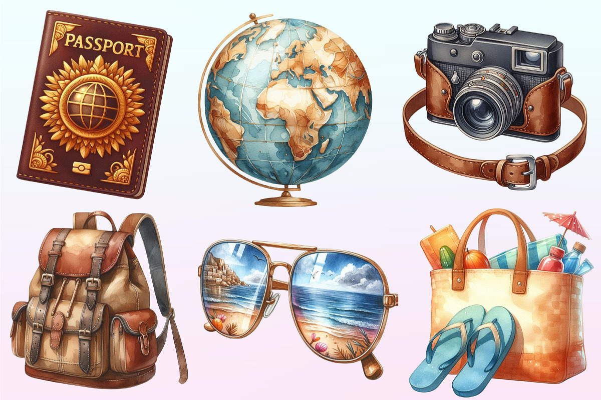 Watercolor Travel Clipart, a Graphic by CitraGraphics (Photo 2 of 4)