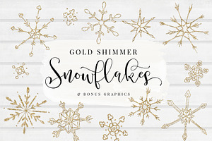 Gold Shimmer Snowflakes + BONUS