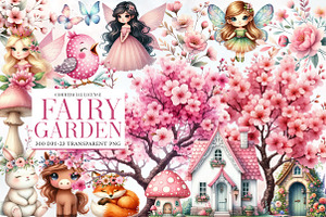 Fairy garden clipart, an Illustration by Designworld