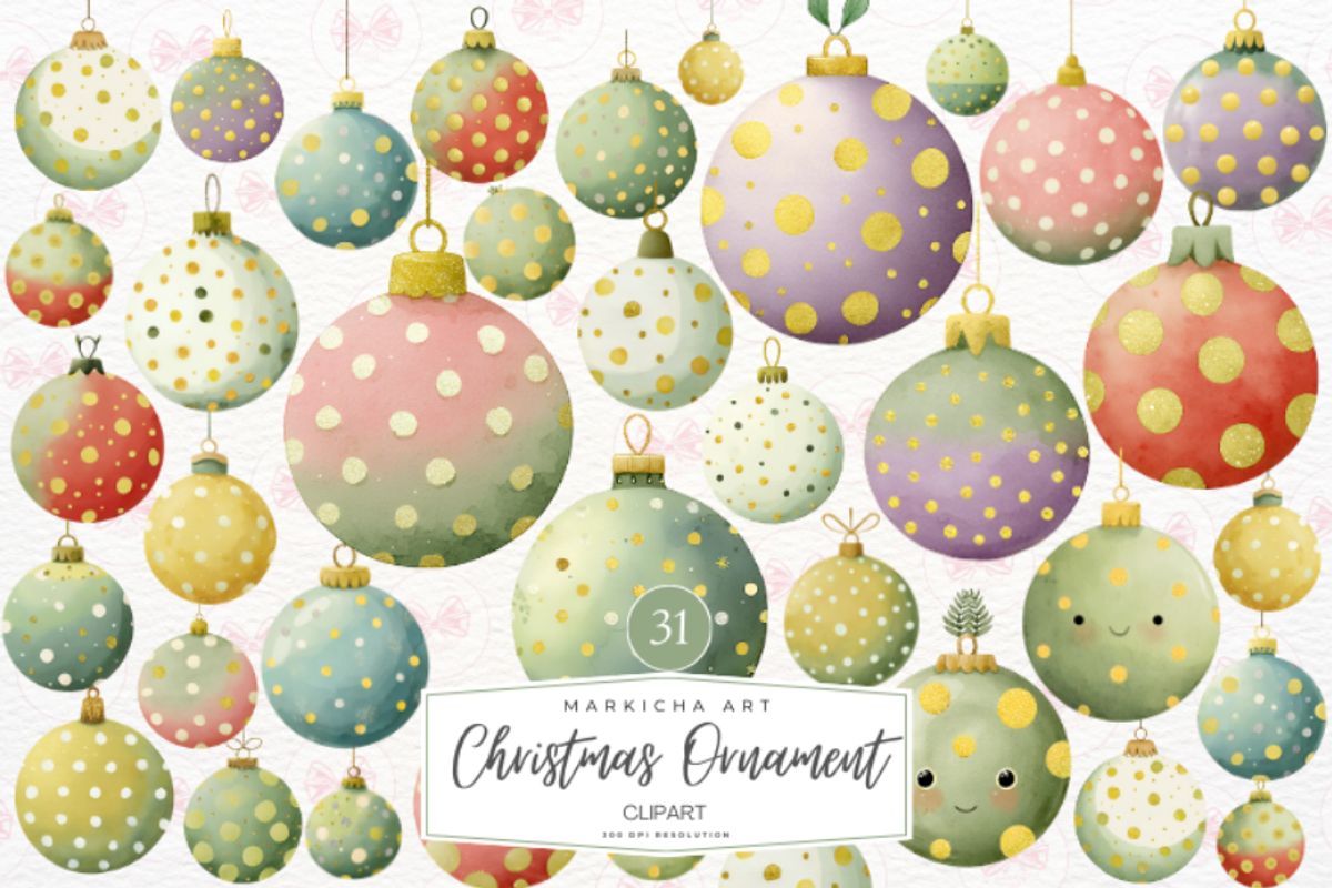 Pastel Christmas Ornament Clipart, an Illustration by Markicha Art (Photo 1 of 6)