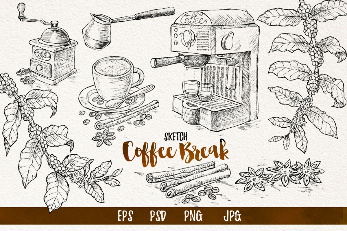 Watercolor Break Time Coffee, a Food Illustration by Graphobia (Photo 3 of 12)