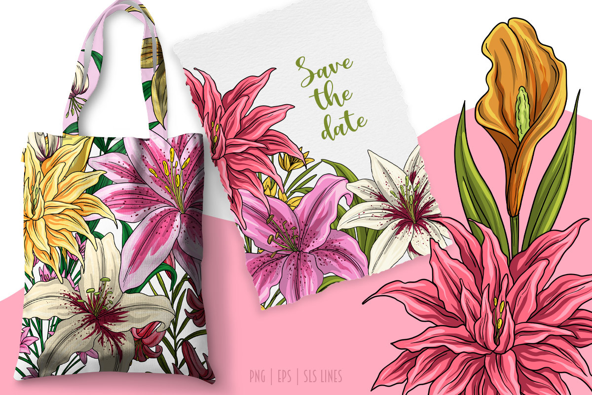 Lily Clipart PNGs, Spring Lilies, a Decorative Illustration by SLS Lines (Photo 4 of 6)