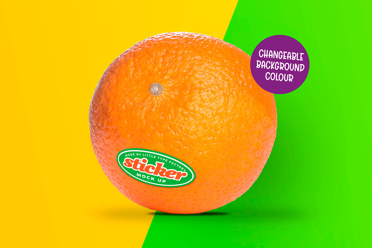 Orange Fruit Sticker/Label Mock Up, a Product Mockup by Little Type Factory (Photo 4 of 7)