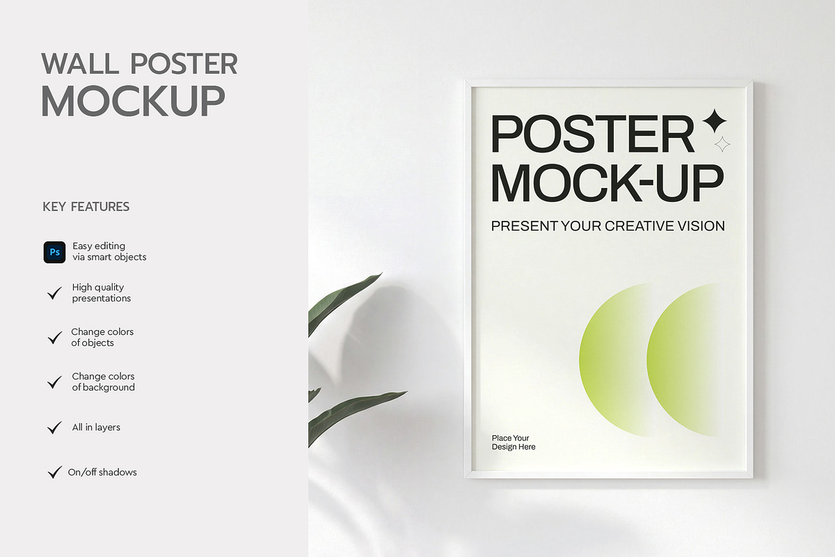 Framed Wall Poster Mockup, an Advertising Mockup by graphypix (Photo 2 of 4)