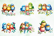 Funny Colorful Birds Watercolor Png, an Illustration by Creative Art (Thumbnail 6 of 6)