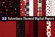 valentines themed digital papers, an Illustration by CreationArt (Thumbnail 1 of 5)
