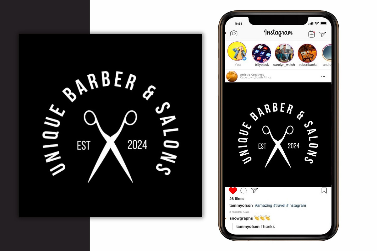 Premium Barber and Salon Brand Logo, a Branding & Logo Template by Mishek Munene (Photo 3 of 9)