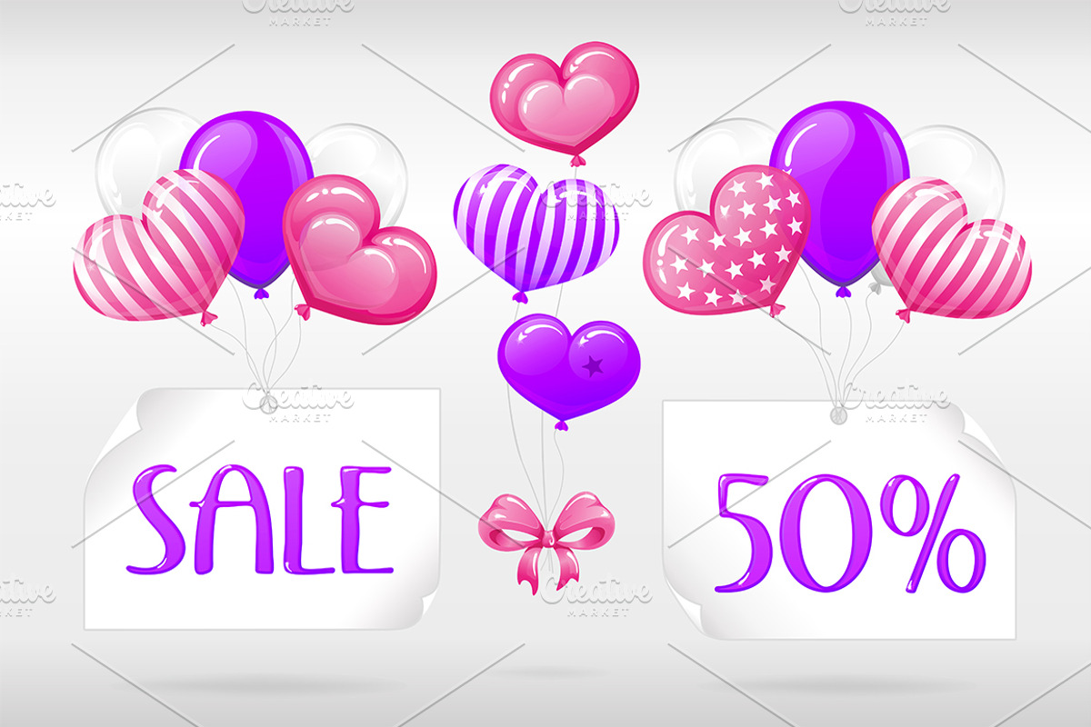 SET / 3 / SALE for Valentine's day, an Invitation Template by Nadin_Lebedeva (Photo 3 of 4)