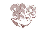 Great whale line illustration, an Animal Illustration by gunaonedesign (Thumbnail 1 of 4)