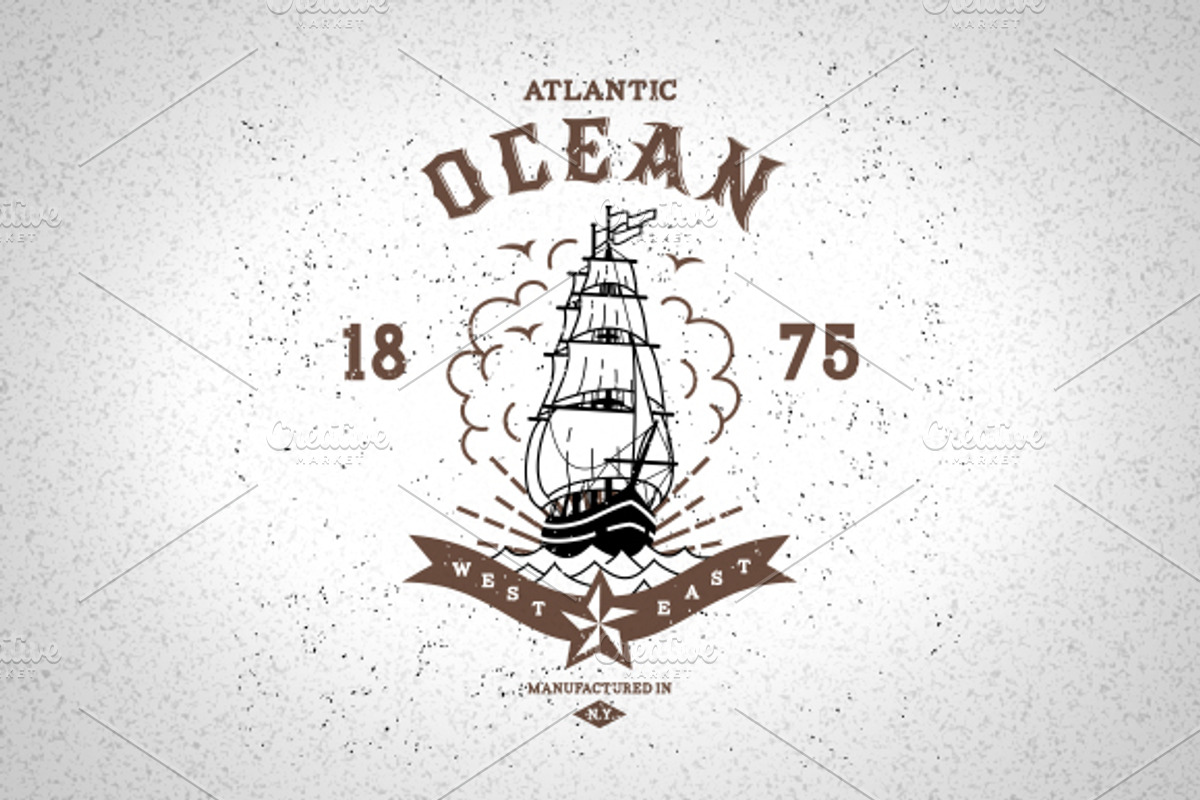Vintage Label Atlantic Ocean, an Illustration by Ezepov (Photo 1 of 2)