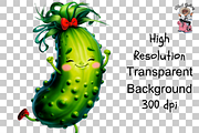 Cute Cucumber PNG Bundle, a Graphic by Clipart Bloom (Thumbnail 9 of 11)