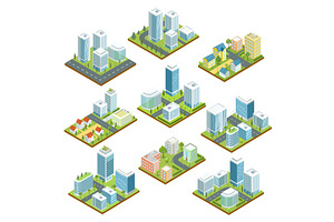 Modern Downtown Isometric 3D Set