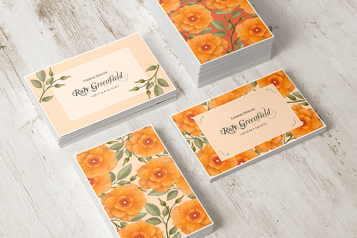 Peach Wild Rose PSD Business Card, a Business Card Template by Digital Space (Photo 5 of 5)