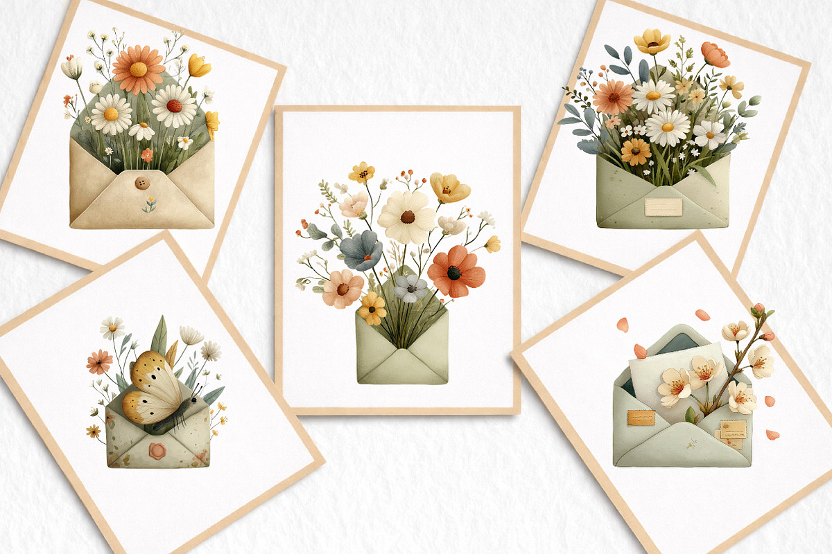 Whimsical Spring Envelope Clipart, an Illustration by DreamArtGraphic (Photo 8 of 8)