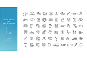 Driving Lessons and Road Navigation, an Outline Icon by Tettygreen