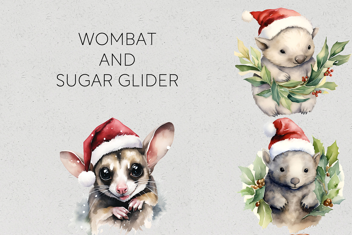 Christmas Australian Animals Clipart, a Seasonal Illustration by Pawcasso's Portraits (Photo 2 of 9)