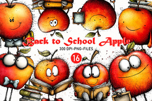 Back to School Apple Clipart Bundle, a Seasonal Illustration by Designworld
