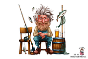 Quirky Old Fisherman Clipart PNG, a Graphic by Clipart Bloom (Thumbnail 10 of 13)