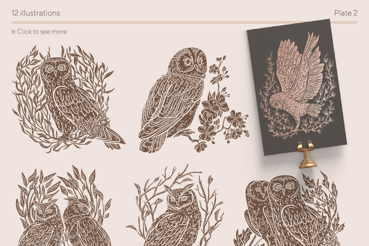 Owls graphic collection, a Decorative Illustration by Piñata (Photo 3 of 17)