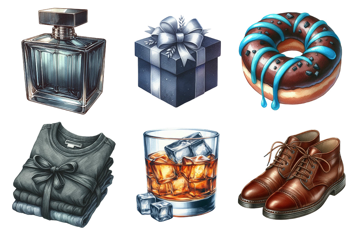 Watercolor Man’s Birthday Clipart, an Illustration by Daily.Designs (Photo 4 of 5)