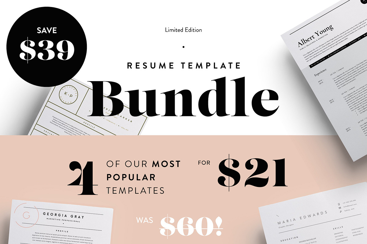 Most popular resumes bundle | SALE!, a Resume Template by The Template Depot (Photo 1 of 3)