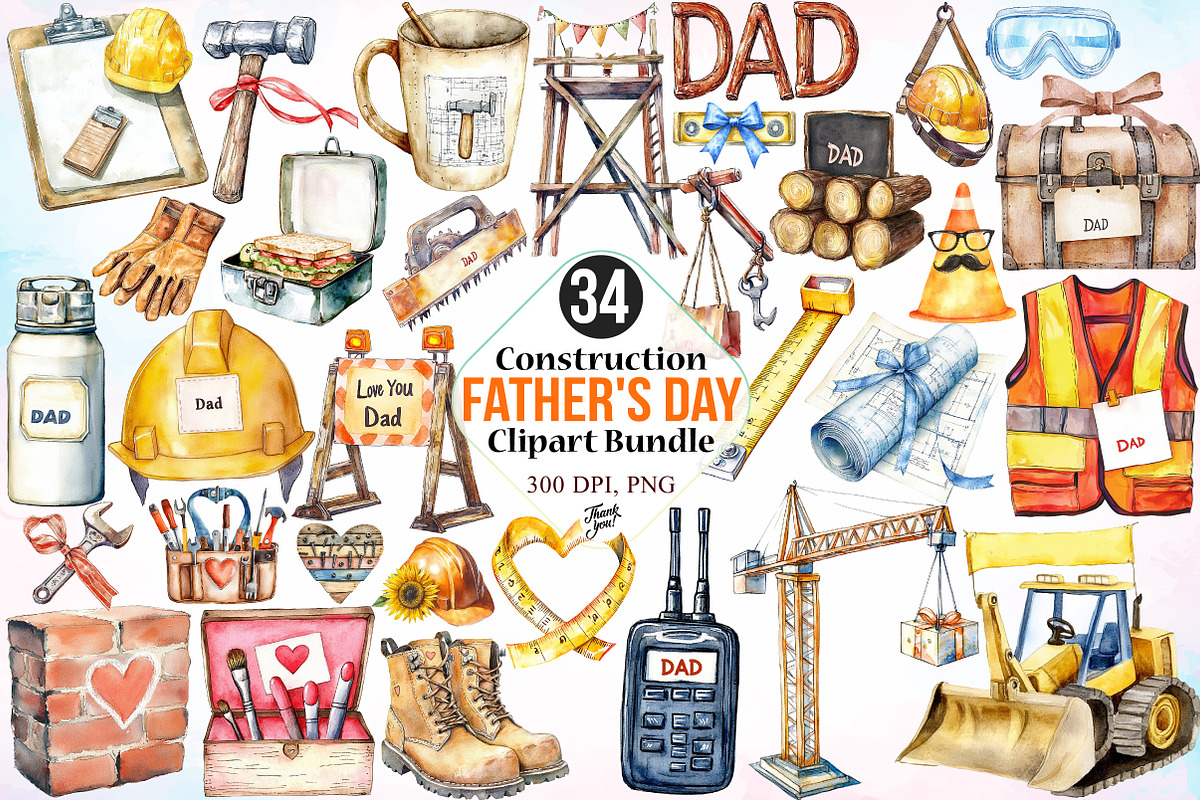 Construction Father's Day Clipart, an Illustration by Canvas Craft (Photo 1 of 5)